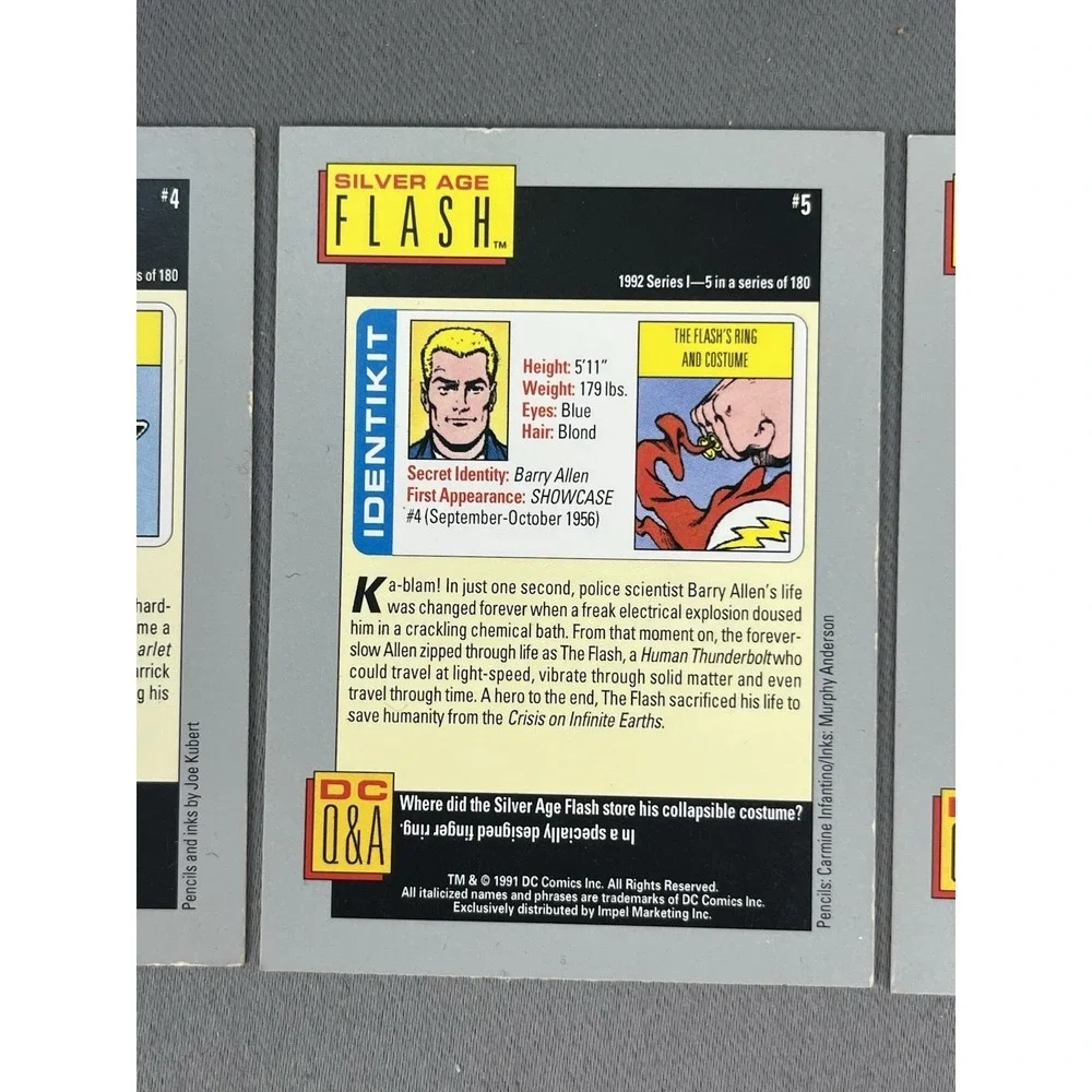 1991 DC Comic Cards FLASH Hero Heritage Set Of 3